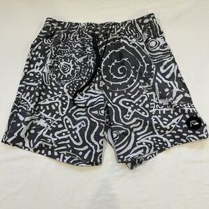Quiksilver Men's Swim Shorts Trunks Abstract  With Pockets - Size M Black White